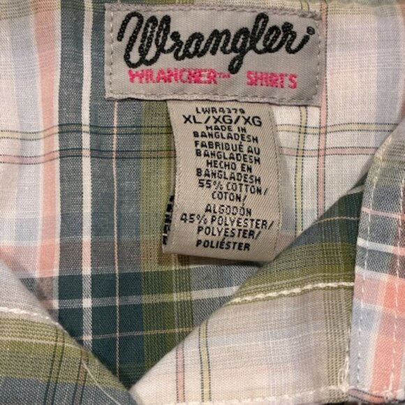 Wrangler Women's Green Plaid Pearl Snap Buttons Western Country Concert Shirt XL - Picture 4 of 8